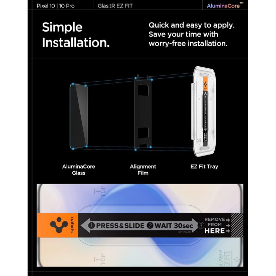 Spigen AluminaCore GLAStR EZ FIT Screen Protector (Pixel 10 and 10 Pro)